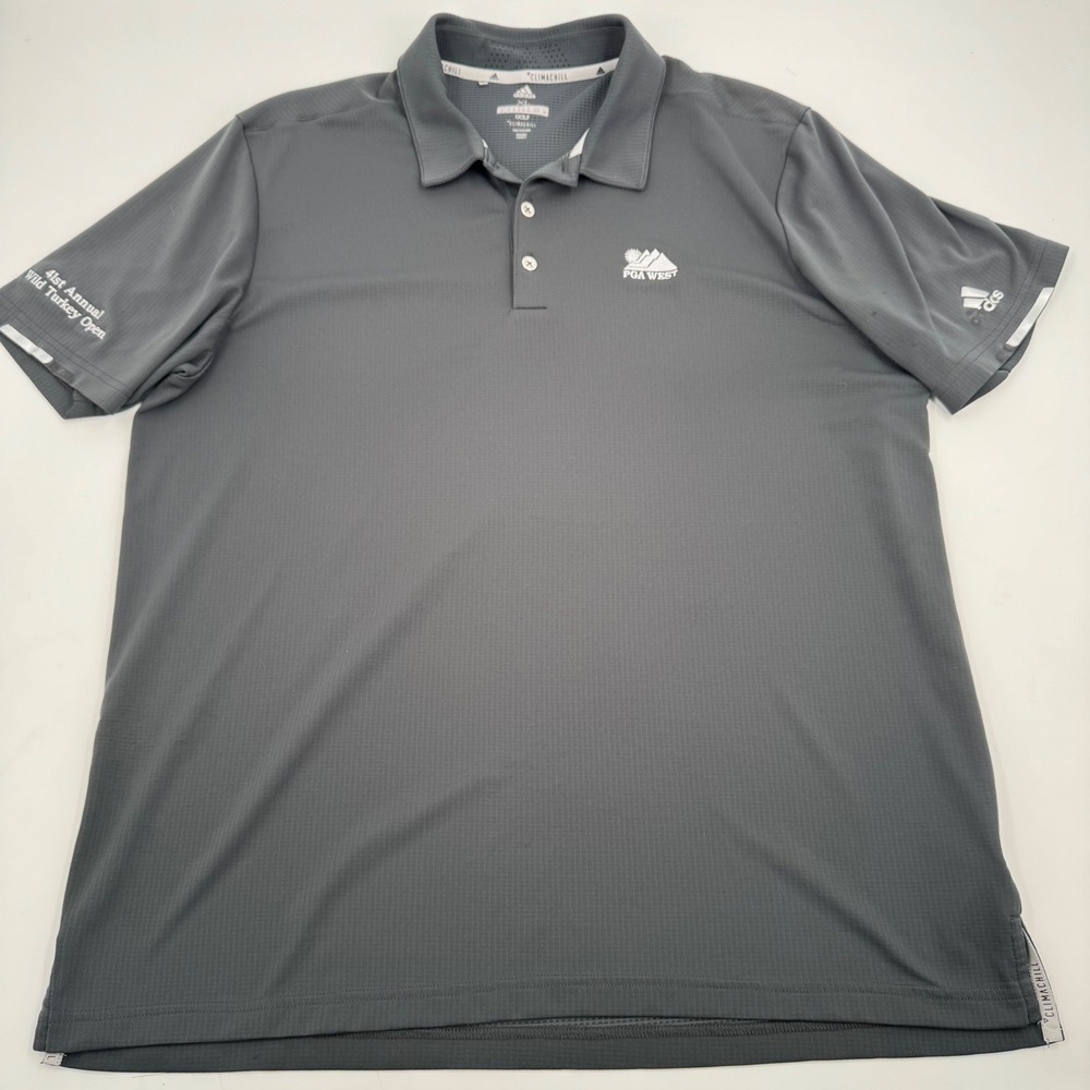 Adidas Golf Polo Shirt XL Mens Gray PGA West 41st Wild Turkey Open ClimaChill